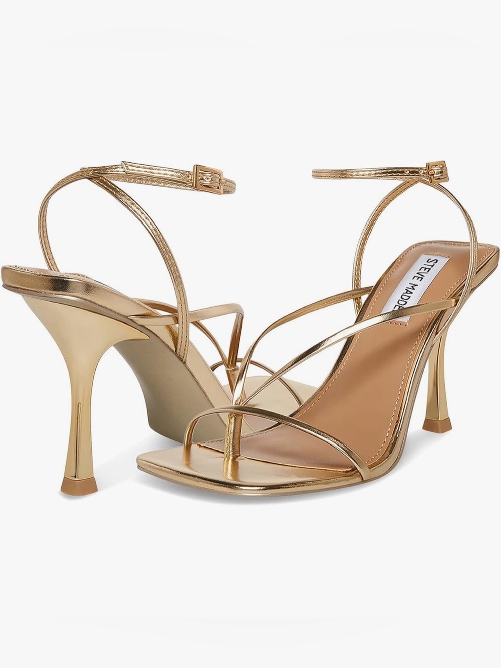 Steve Madden Annie Champagne Strappy Square-Toe Sandal 👑